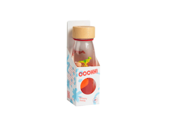Sensorische fles t-rex in verpakking